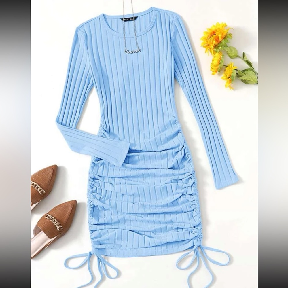 Blue long sleeve dress